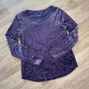 Simply Vera Vera Wang Purple Burnout Velvet Long Sleeve Top Size Small